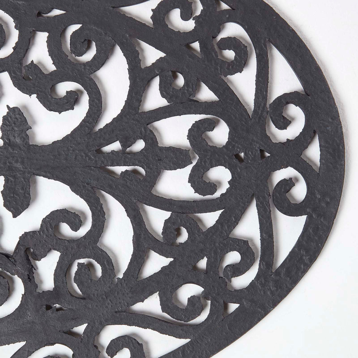 HOMESCAPES Black Wrought Iron Effect Parisian Oval Rubber Doormat