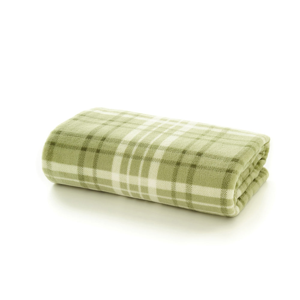 Snuggle Check Throw Blanket – 140x180cm – Super Soft Coral Fleece – Plaid Design | 140cm x 180cm | Green