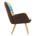 Tufted Button Linen Armchair With Wooden Legs