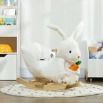 Kids Rabbit-shaped Rocking Horse W/ Realistic Sounds, Safety Belt - White