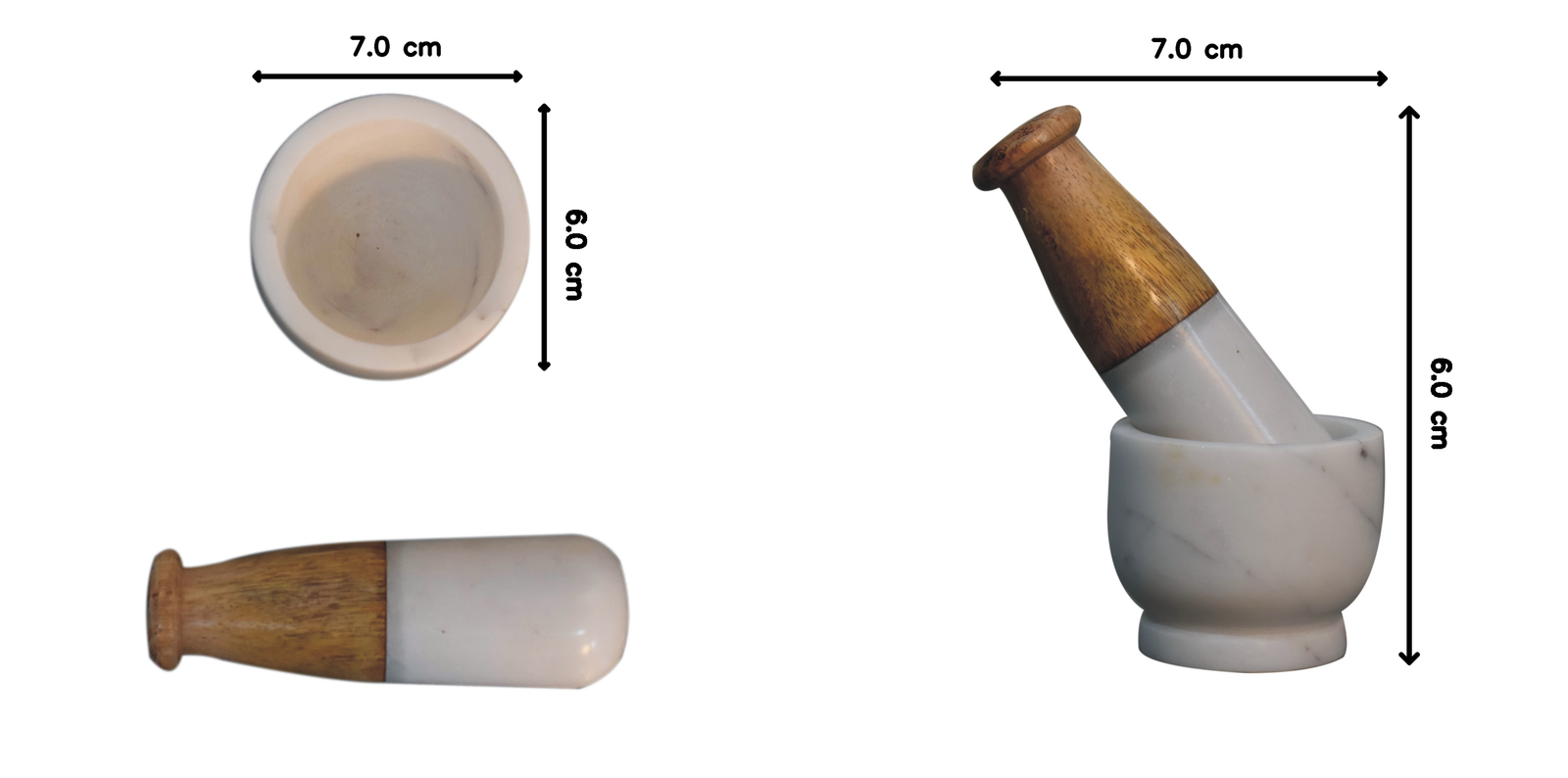 Marble Pestle & Mortar | Small | Brown & White