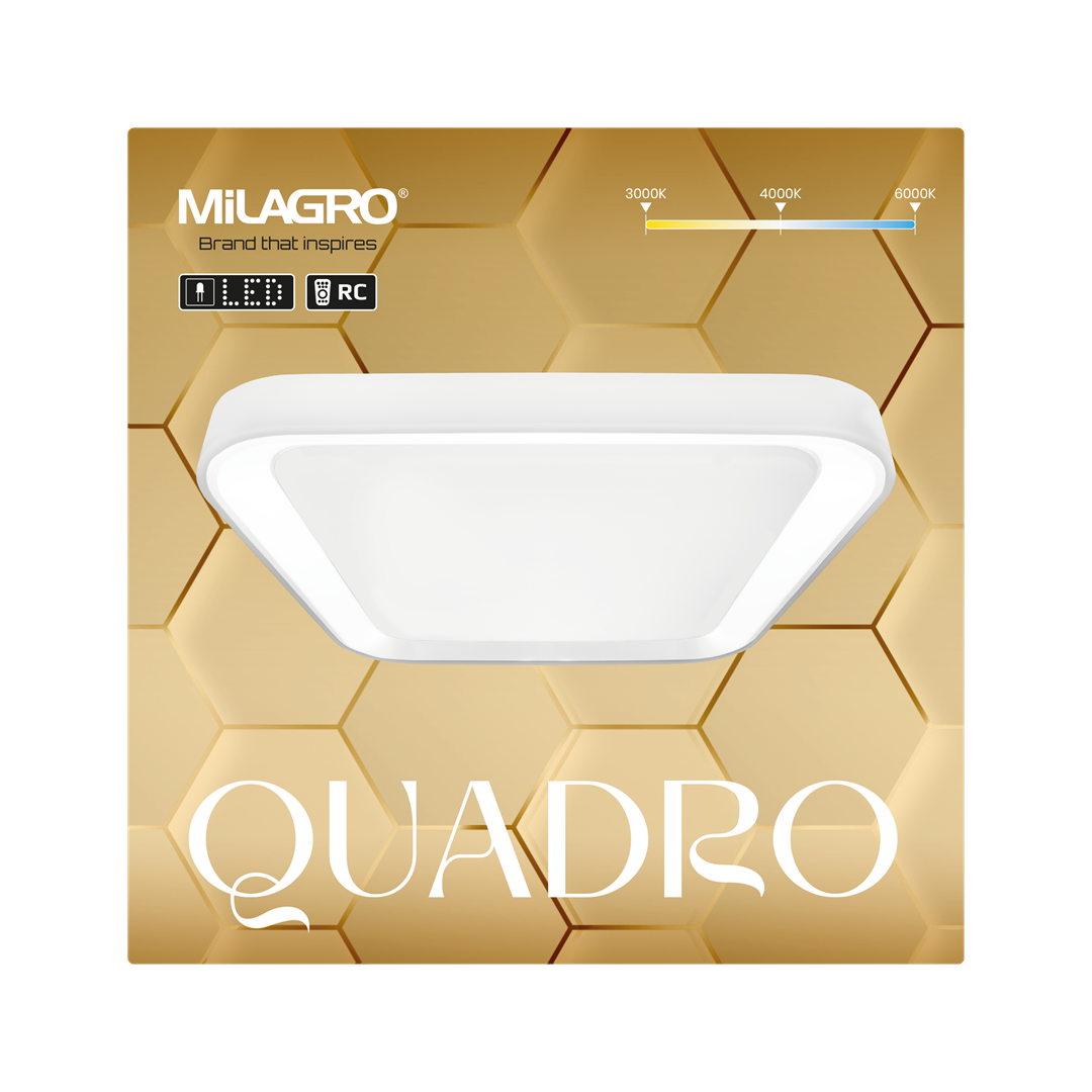 Quadro Led Ceiling Lamp 40cm Stylish Modern Powerful Economical Full Remote Control | White