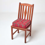 Tartan Check Cotton Dining Chair Booster Cushion | 40cm x 40cm | Red