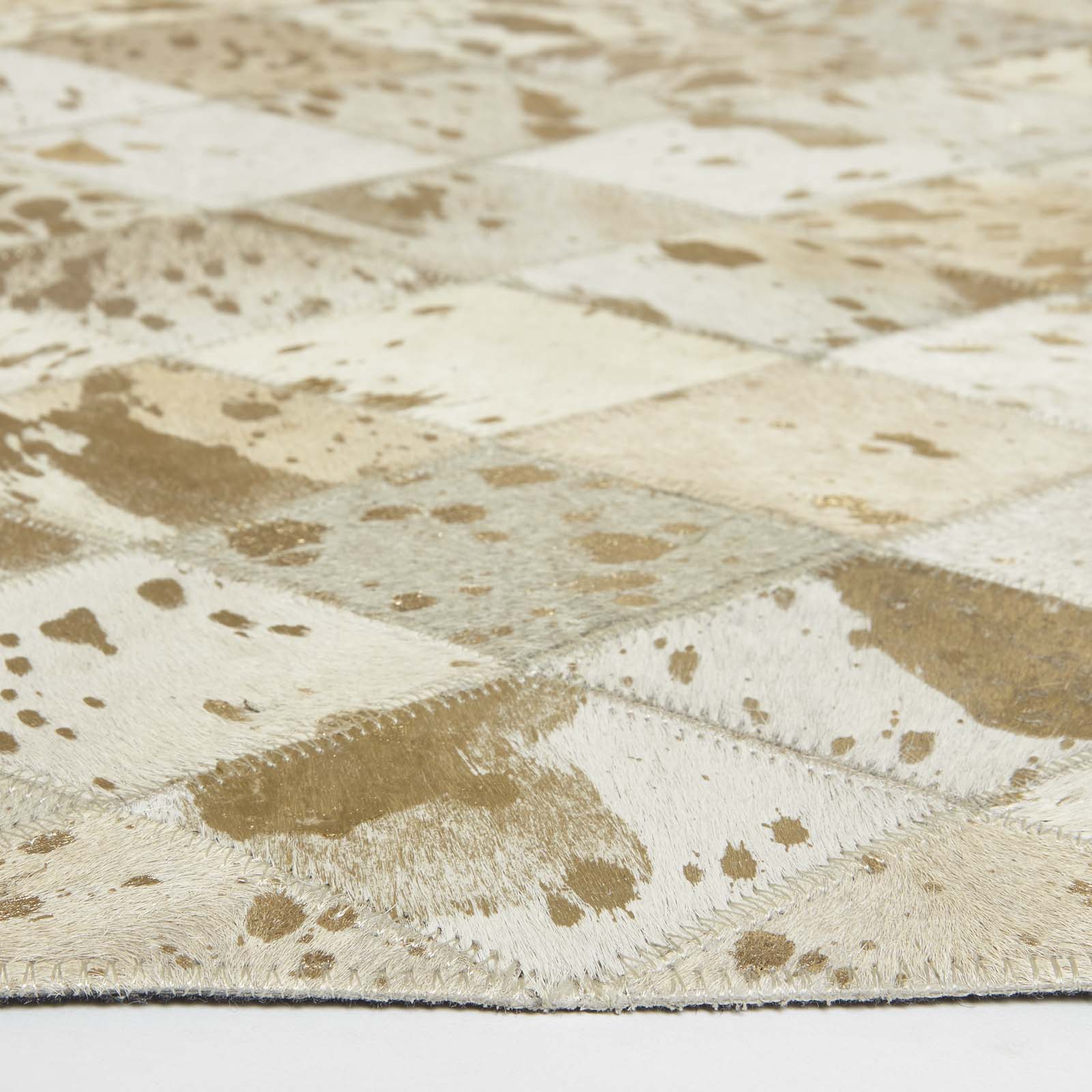 Geometric Leather Rug, 90 X 150 Cm | 150cm x 95cm | Grey