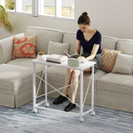 Folding Desk On Wheels, Writing Table For Home Office | White
