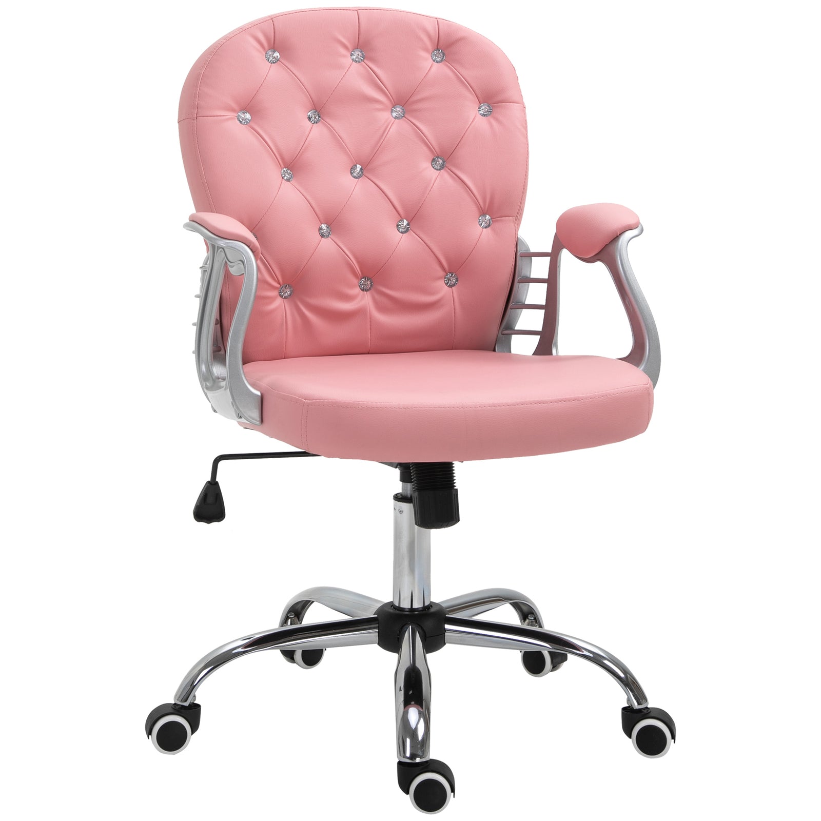 Pu Diamante Padded Office Chair | Pink