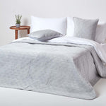Paragon Diamond Pattern Geometric Velvet Bedspread | 200cm x 200cm | Grey