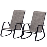 Garden Rocking Chairs Set Of 2, Ergonomic With Armrests | Brown