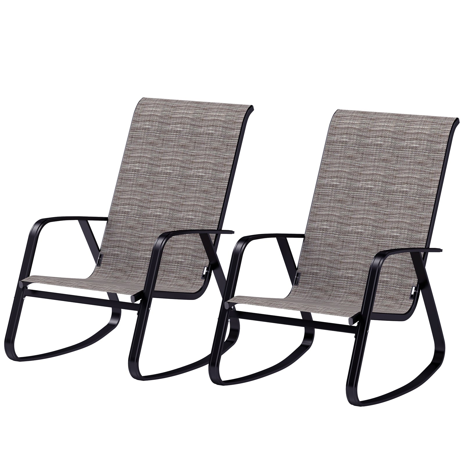 Garden Rocking Chairs Set Of 2, Ergonomic With Armrests | Brown