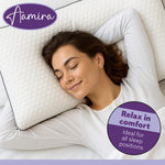 Premium Orthopaedic Shredded Memory Foam Bed Pillow 70x45cm, Neck Back & Side Support, Bamboo Washable Cover | Set of 1 | White