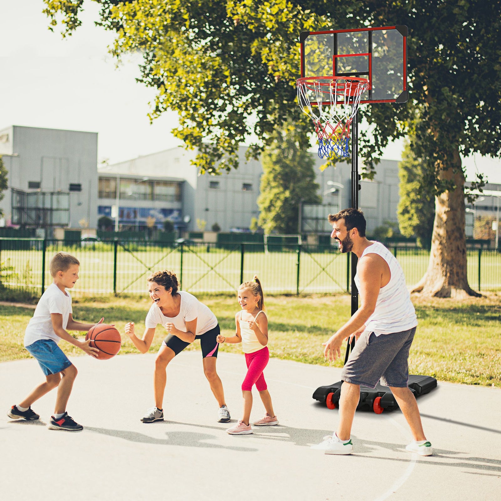 Adjustable Basketball Hoop And Stand W/ Wheels | Black