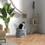 2-tier Elevated Pet Cushion Bed Basket Willow Cat Tree House Condo Kennel