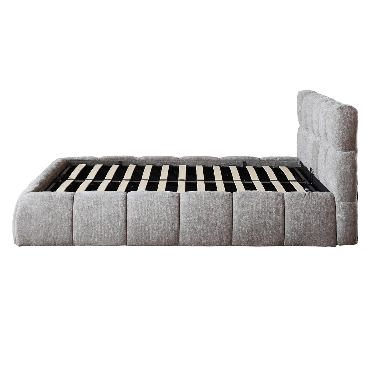 The Maya Upholstered Soft Plush Ottoman Bed Frame & Mattress - Package Deal | Double | Grey