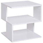 Square 2 Tier Wood Coffee Side Table Storage Shelf Rack | White