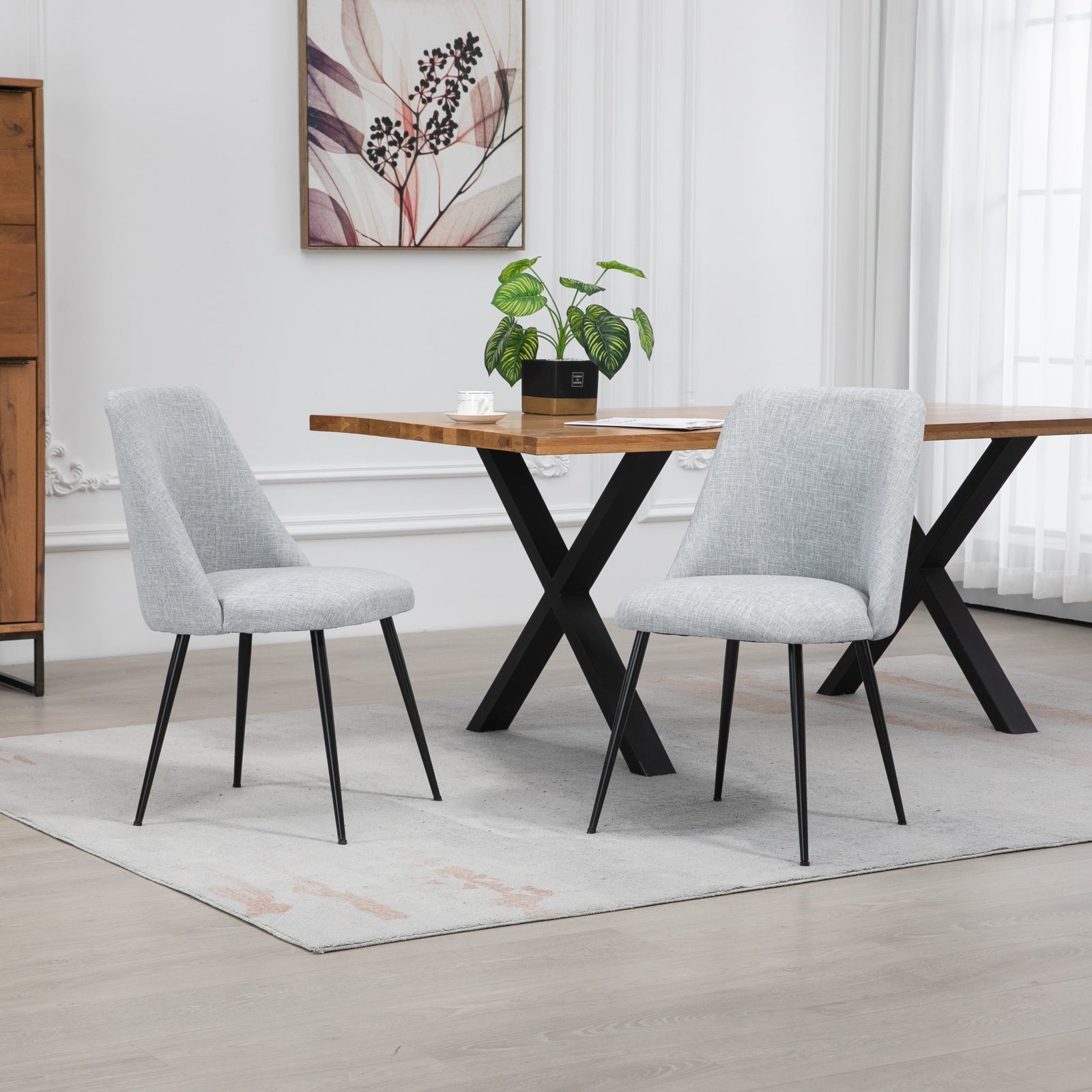 Set Of 2 Morandi Fabric Dining Chairs