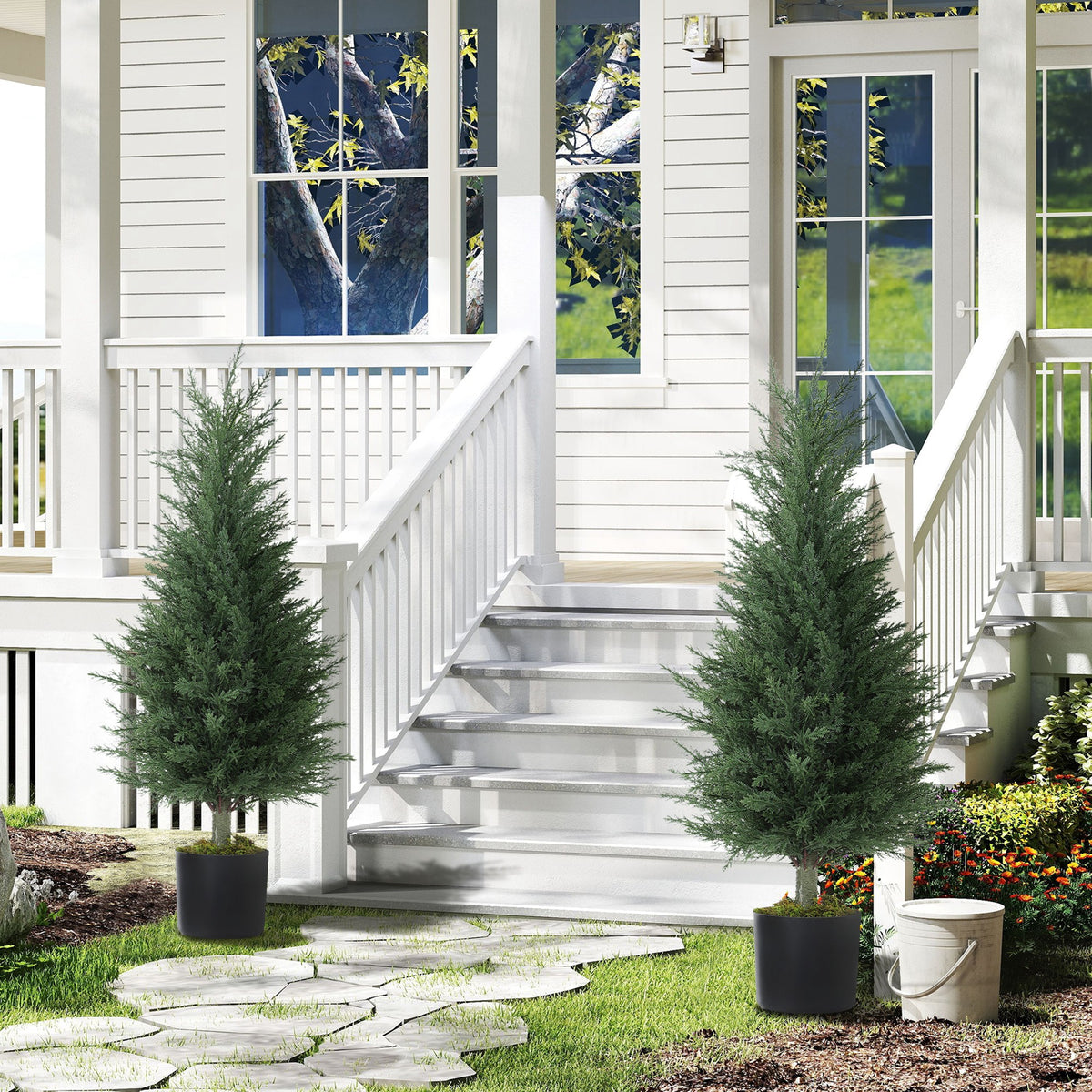 HOMCOM Set Of 2 Decorative Artificial Plant, Fake Plants For Home Decor