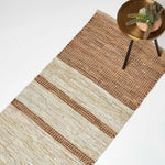 Recycled Leather Handwoven Stripe Rug | 200cm | Brown
