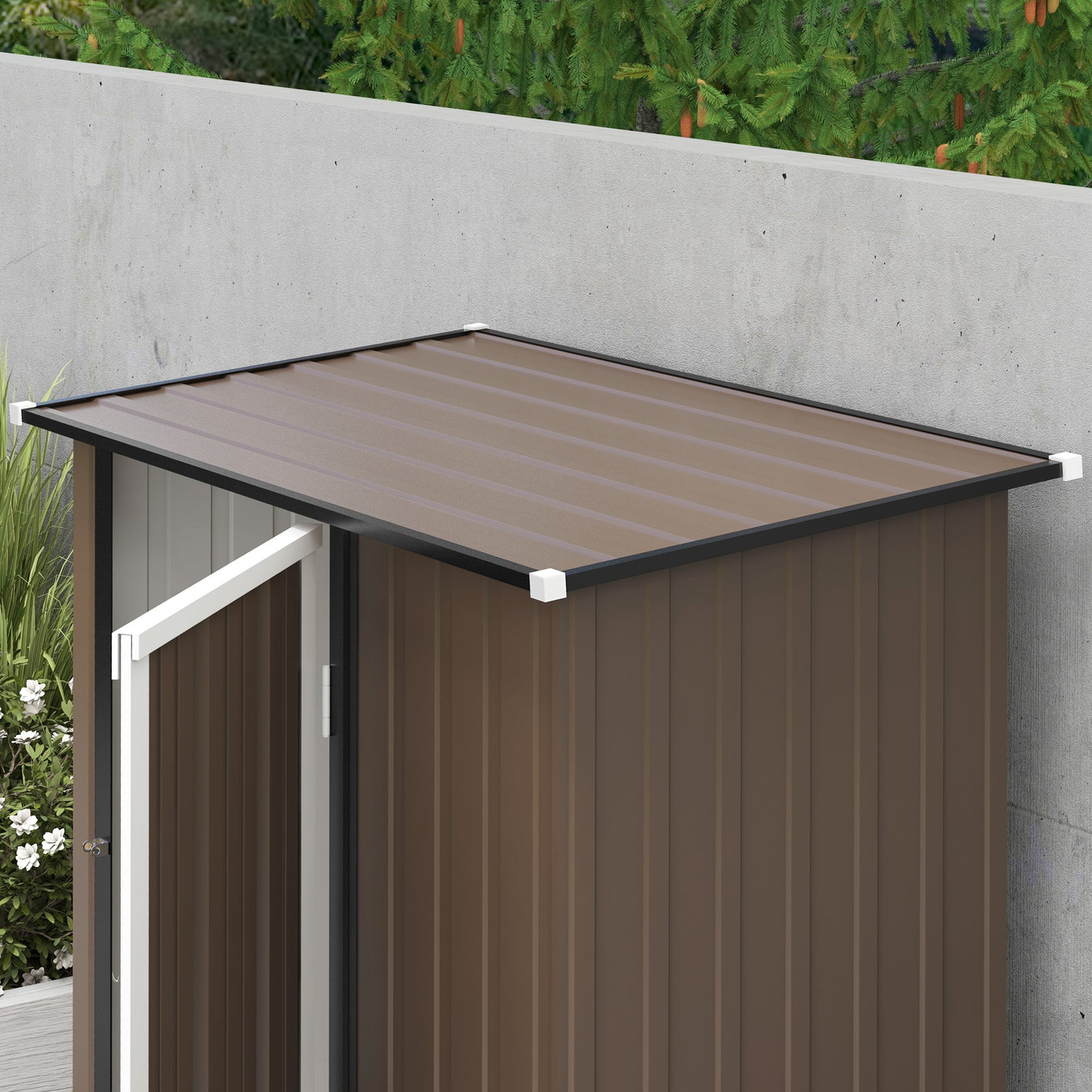 Outdoor Storage Shed Steel Garden Shed With Lockable Door | Brown