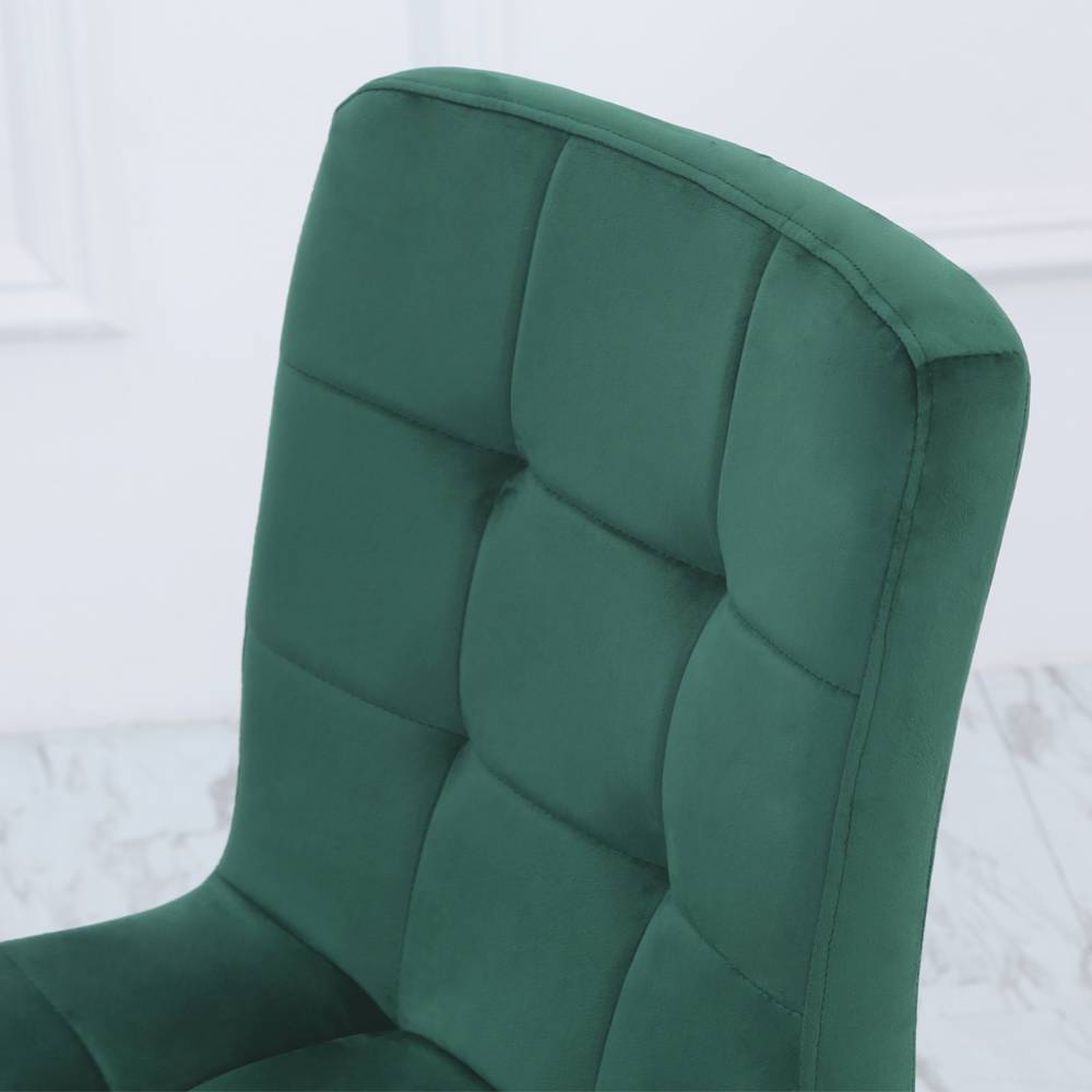 Set Of 4 Contemporary Velvet Dining Chair – Modern Green Upholstered Chairs with Black Metal Legs