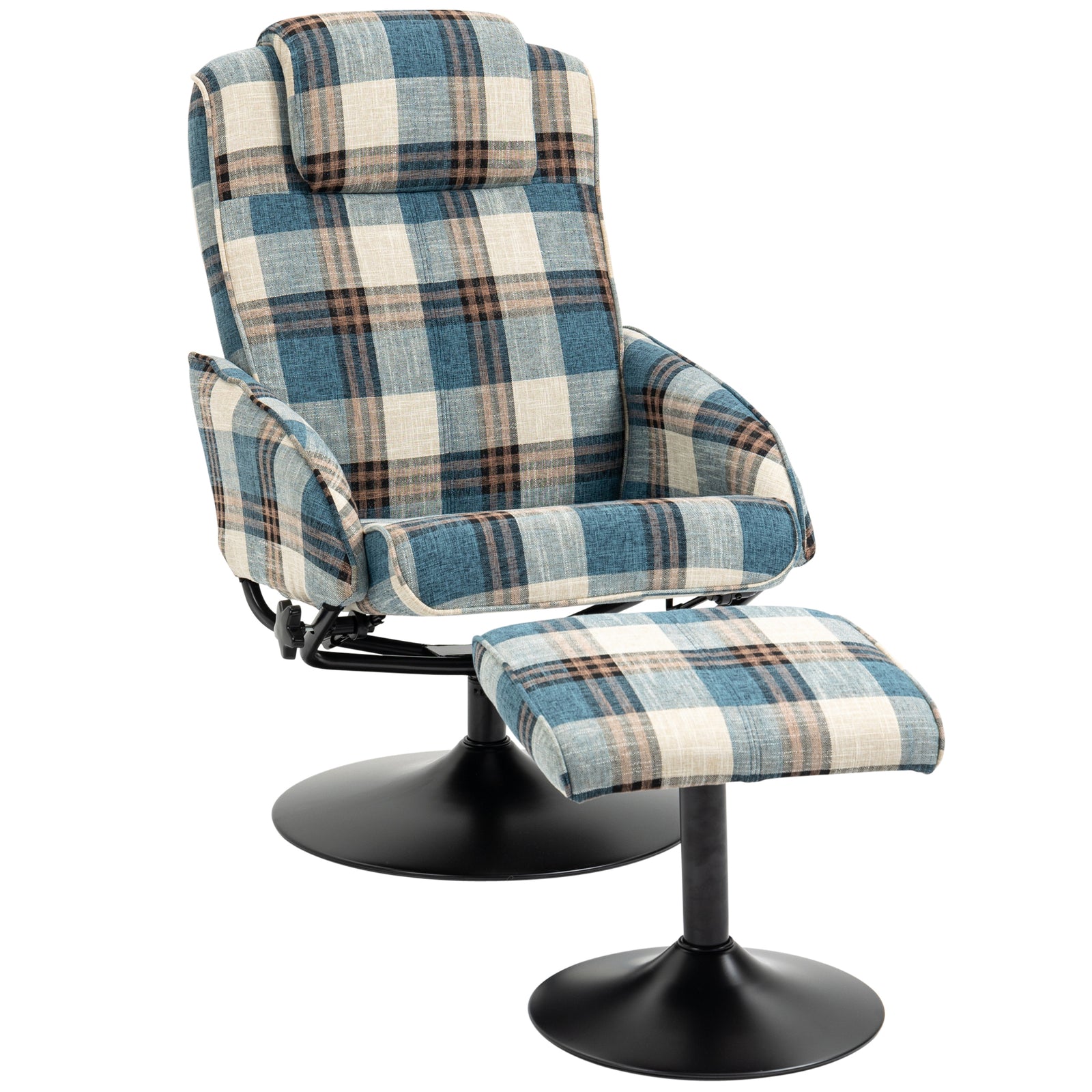 Swivel Armchair With Footstool And Adjustable Backrest | One Size | Multi Colour