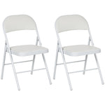 2 Pack Padded Folding Chairs, Cushioned | White