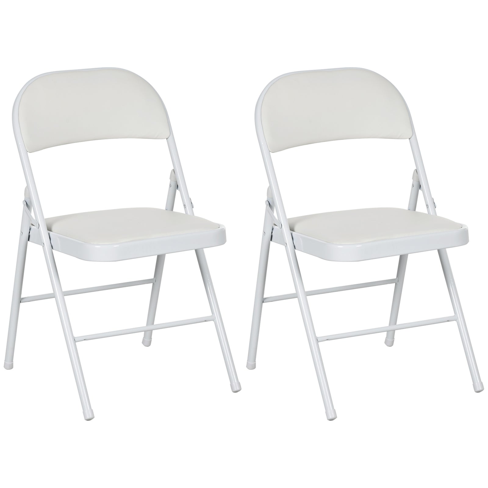 2 Pack Padded Folding Chairs, Cushioned | White