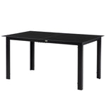 Outdoor Garden Dining Table For 6, Glass Top, Black