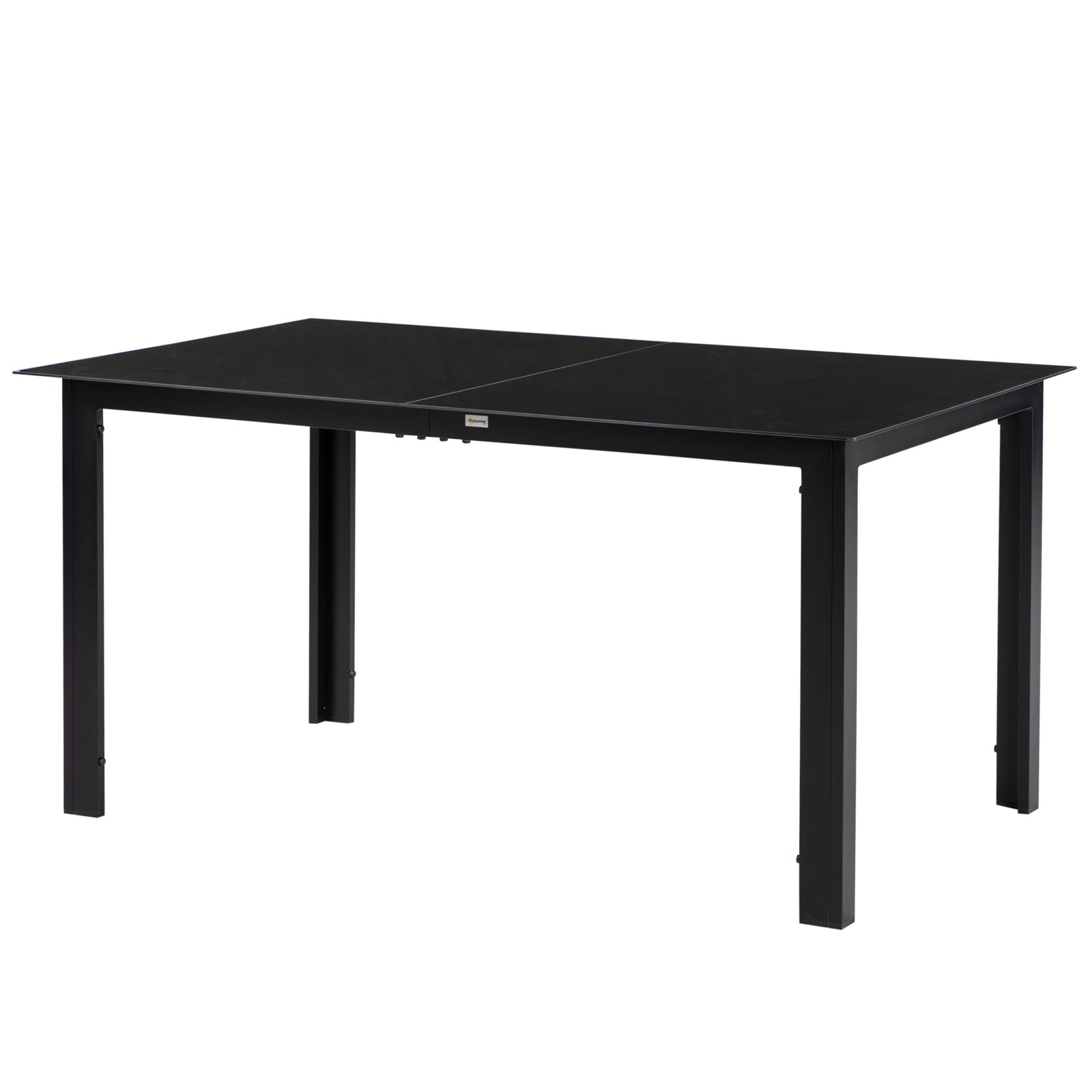 Outdoor Garden Dining Table For 6, Glass Top, Black