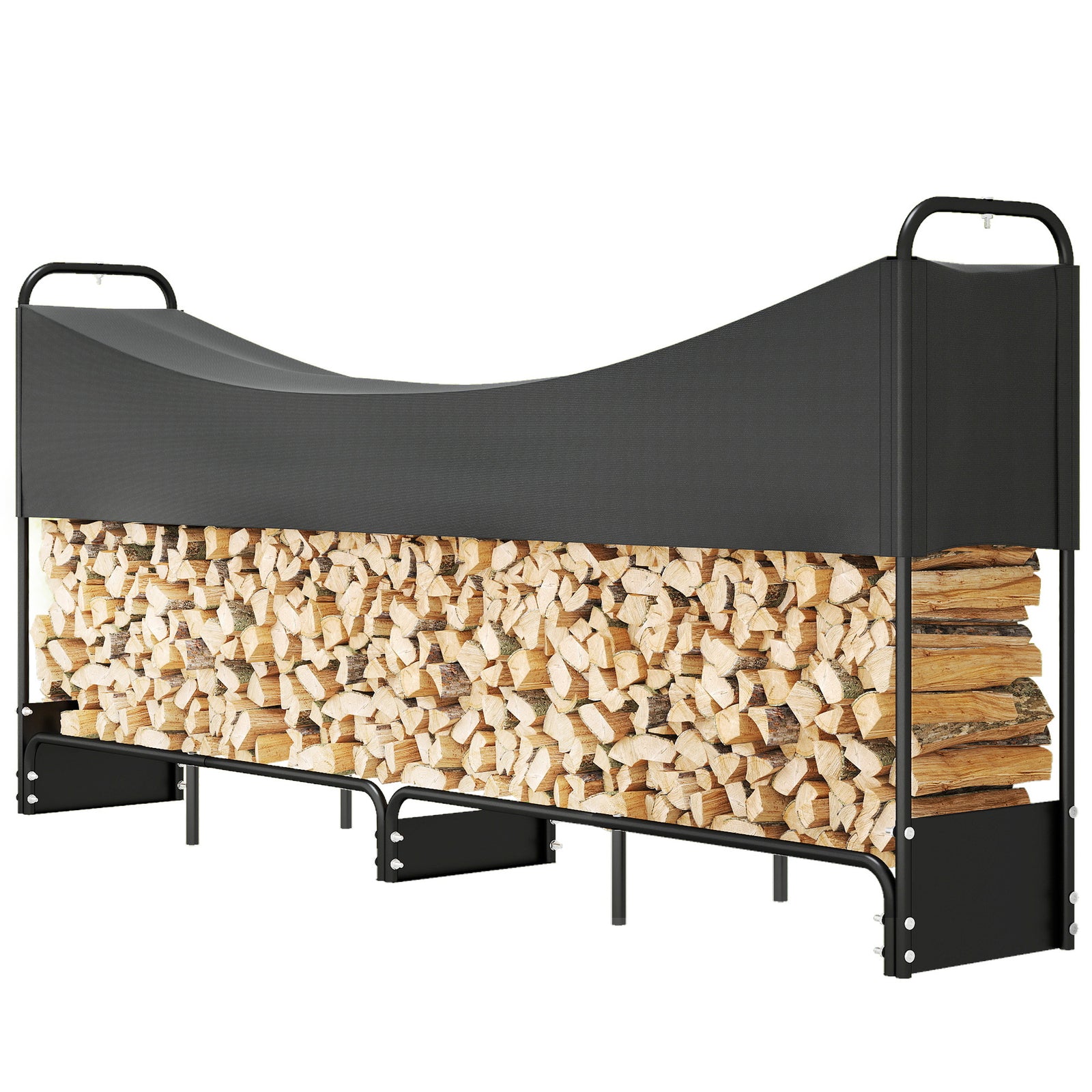 Outsunny 8.5ft Firewood Rack, Log Storage Holder With Cover