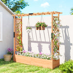 Raised Garden Bed With Trellis 196x44x181cm Natural