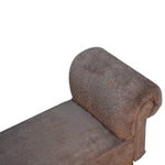 Solid Wood Mocha Faux Fur Bedroom Bench