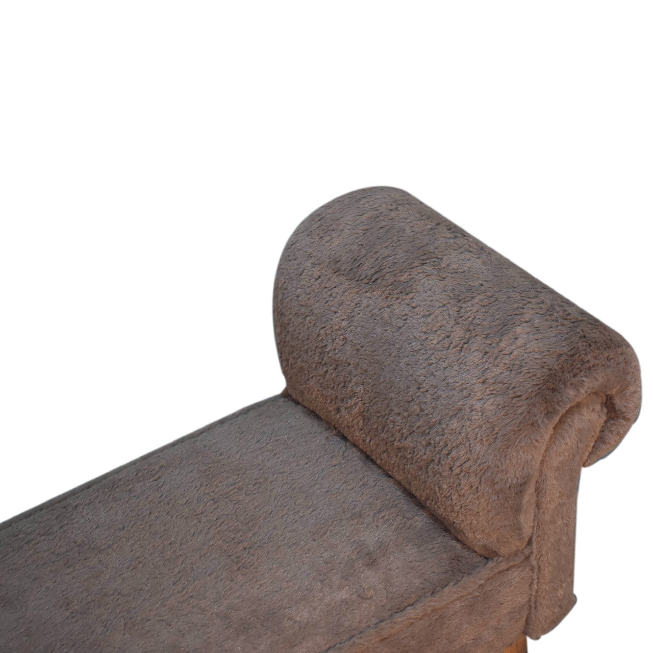 Solid Wood Mocha Faux Fur Bedroom Bench