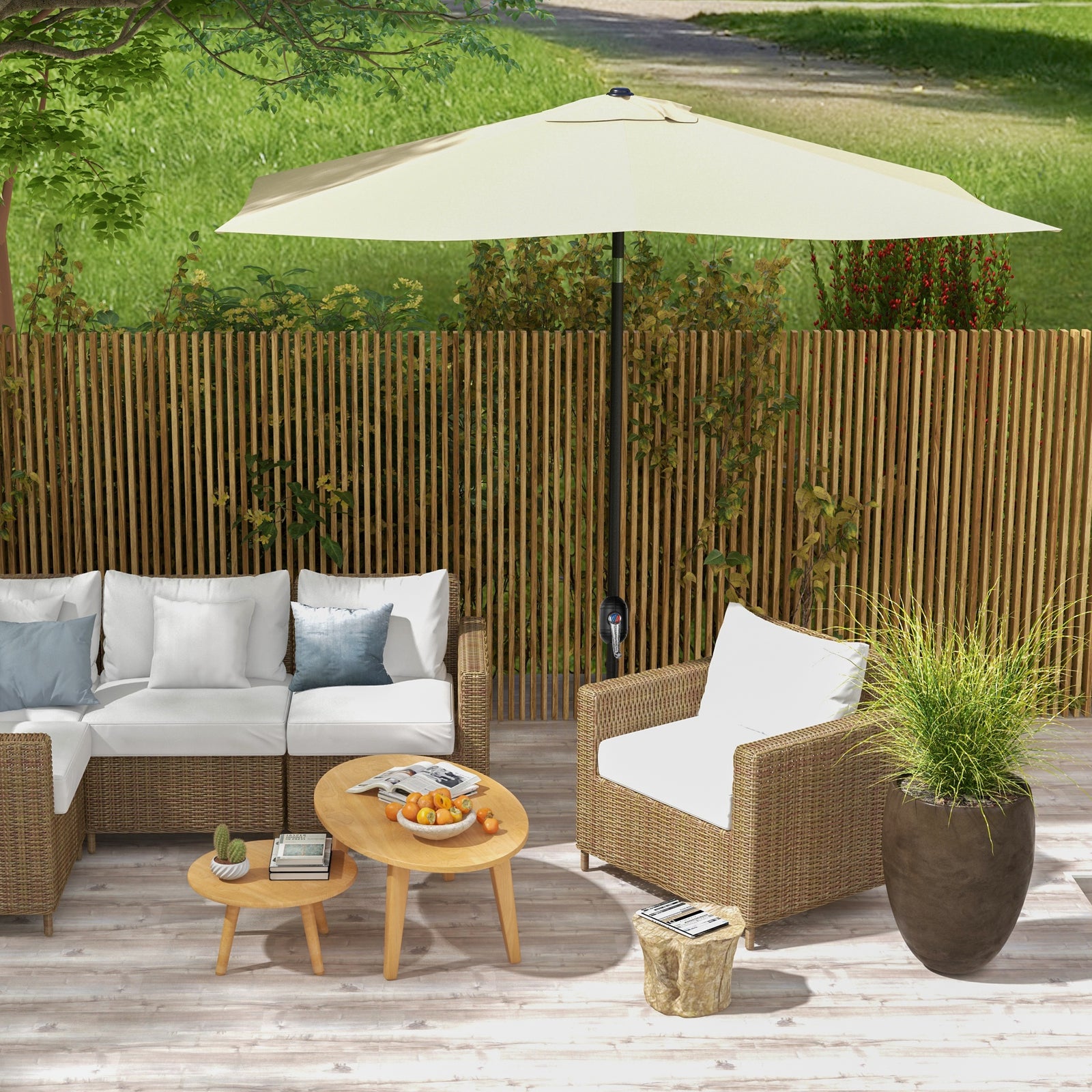 2x3m Rectangular Parasol Patio Outdoor Table Umbrella | Cream