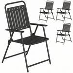 Outsunny Folding Garden Chairs Set Of 4 With Plastic Seat And Back, Black