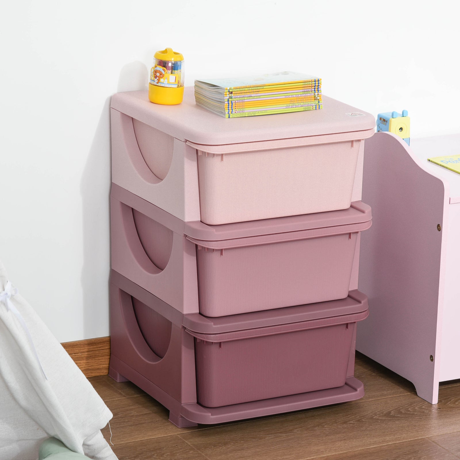 Kids Storage Units With Drawers 3 Or 6 Tier Chest Vertical Dresser Tower | Pink