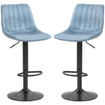 Set Of 2 Microfibre Retro Tub Bar Stools | Blue