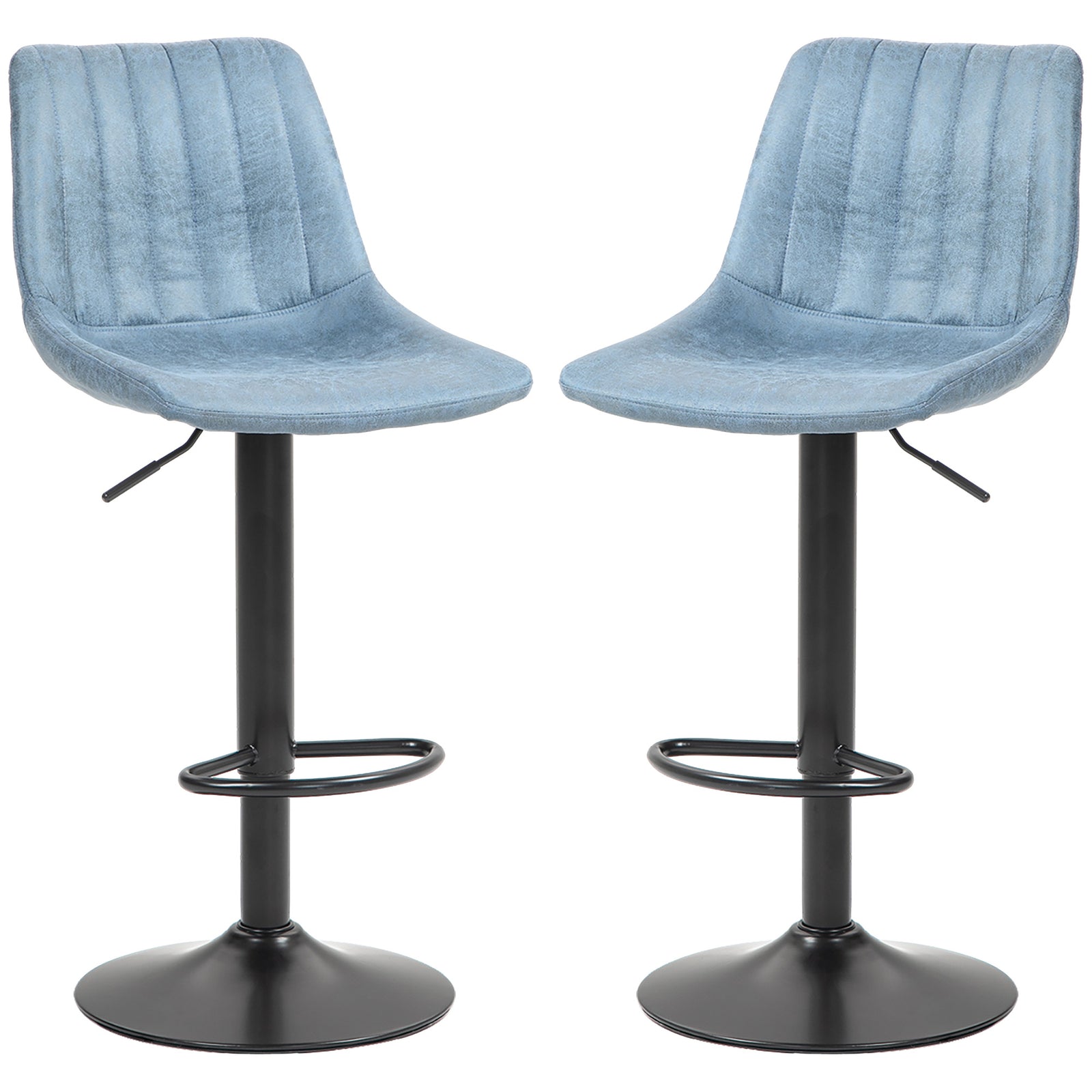 Set Of 2 Microfibre Retro Tub Bar Stools | Blue