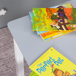 4-piece Set Kids Wood Table Chair Bench W/ Storage Function For 3 Years+ | Grey