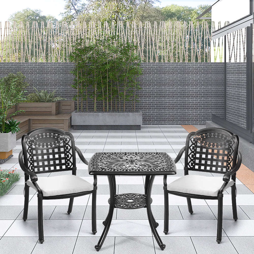 3 Pcs Outdoor Bistro Table And Chair Set Cast Aluminium