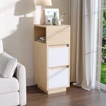 Minimalist Bedside Table With Drawers | Natural & White