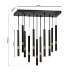 Monza Designer Black Pendant Lamp (11xg9) High Quality Hand Made From Matt Black Alloy With Luxurious Gold Detail