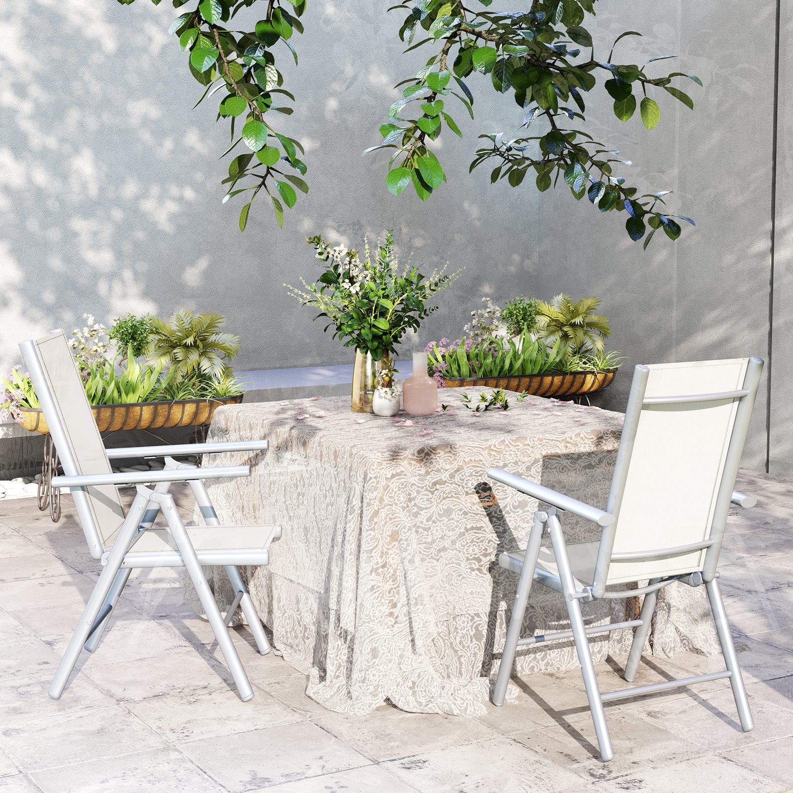 2pcs Folding Chair W/ Breathable Mesh Back And Seat | Light Grey
