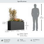 Long Zinc Galvanised Tall Trough Planter | 90cm x 30cm x 60cm | Grey