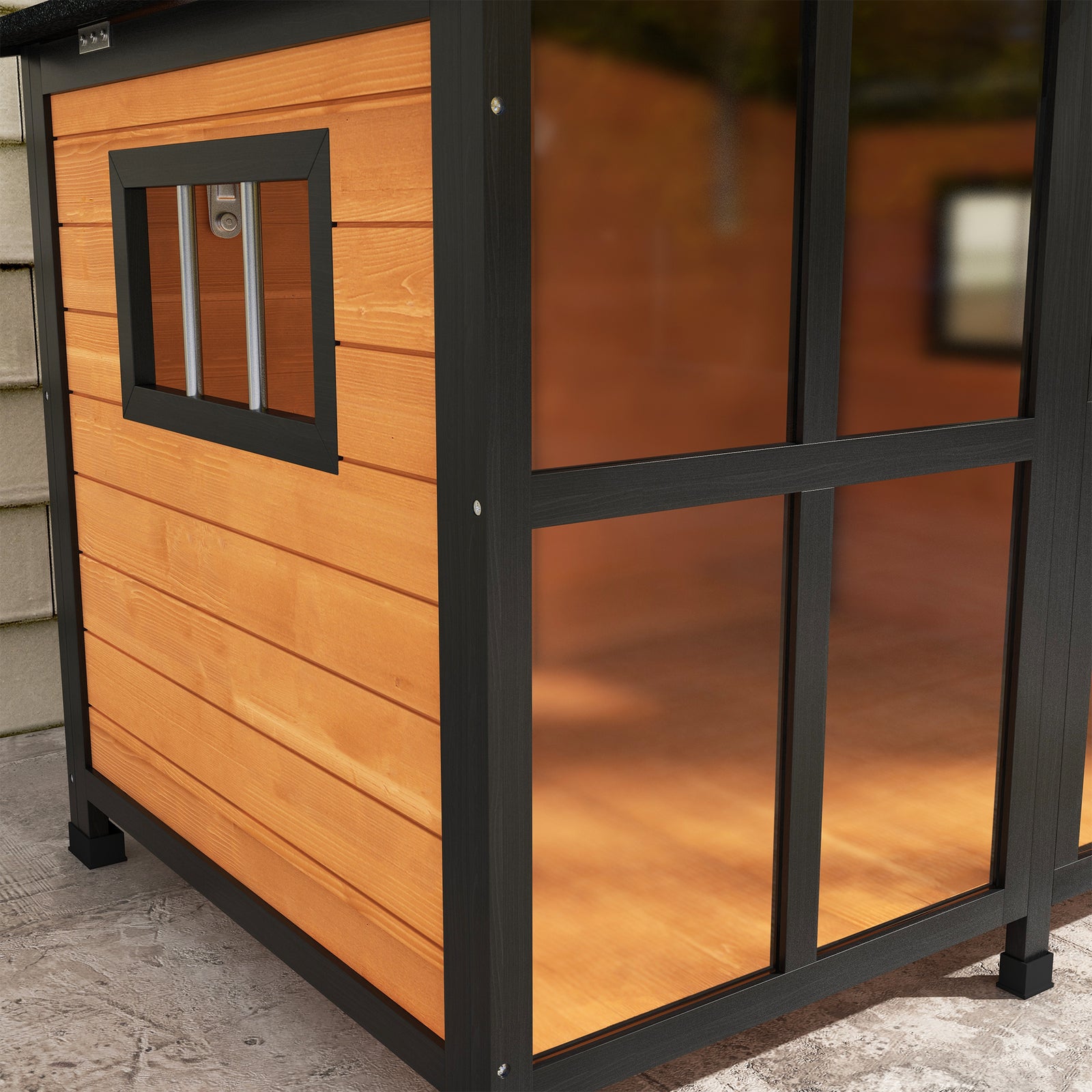 Wooden Dog Kennel, Dog House With Removable Floor, Asphalt And Openable Roof | Yellow