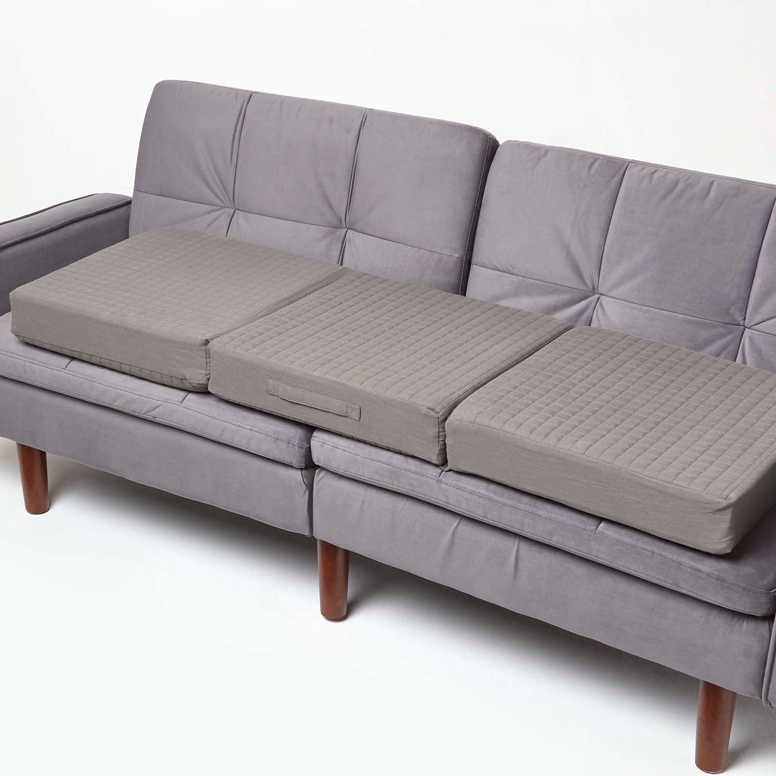 Quilted Cotton 3 Seater Orthopaedic Booster Cushion Cover | 50cm x 150cm | Grey