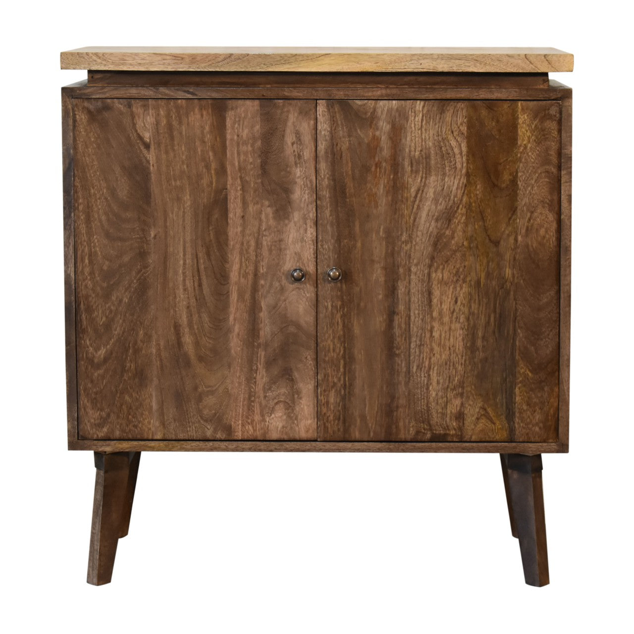Solid Wood Platform Cabinet, 2 Doors, Dark Brown