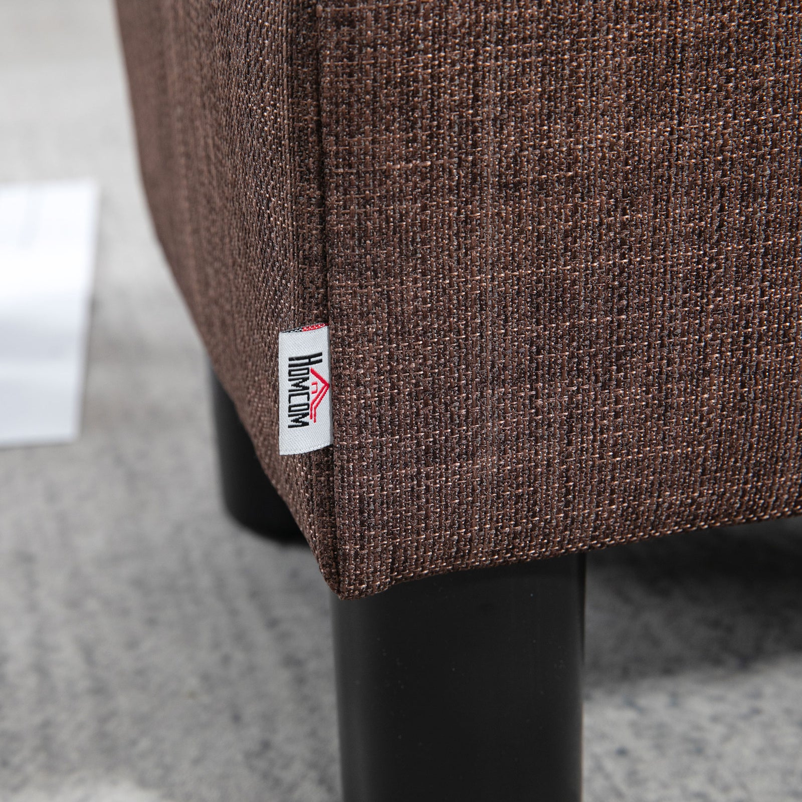 Chic Linen Fabric Footstool Ottoman Cube 4 Plastic Legs | One Size | Brown