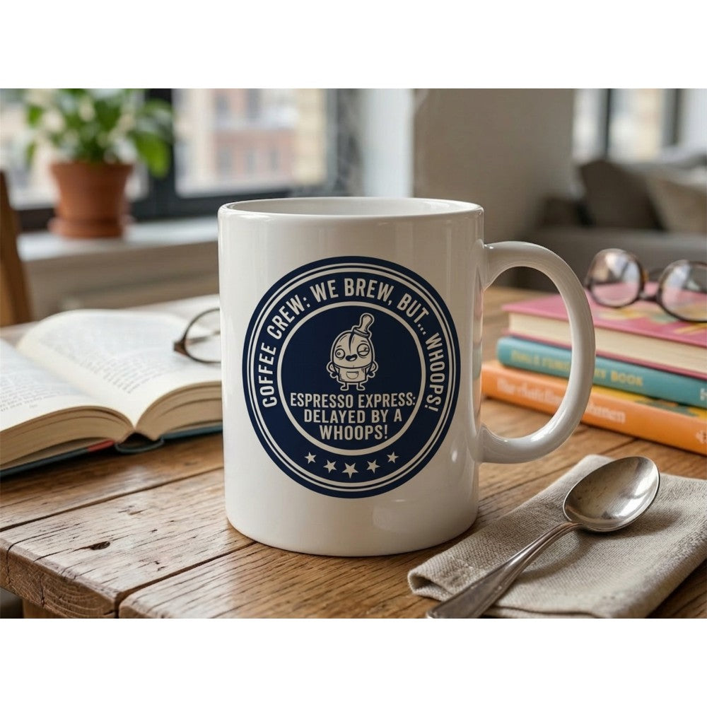 Dyzi Coffee Crew We Brew But Whoops Funny Quote Ceramic Mug
