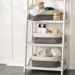 Livivo Set Of 3 Medium Fabric Storage Baskets With Rope Handles