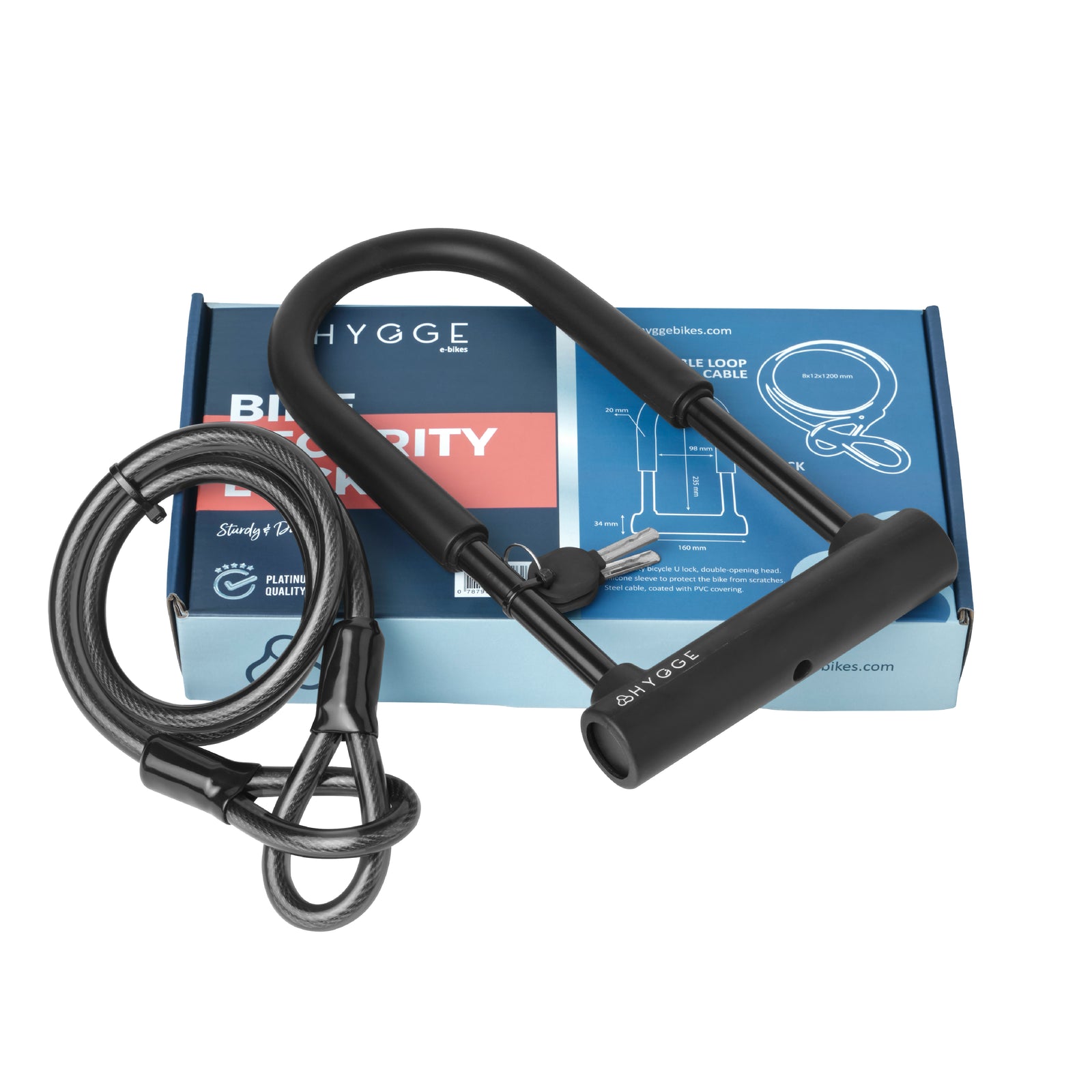 Secure D-lock With Cable - Hardened Steel For E-bikes And Urban Bikes
